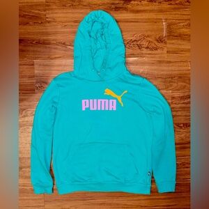 Vintage 1990's Puma Hoodie Teal Pink Orange Retro